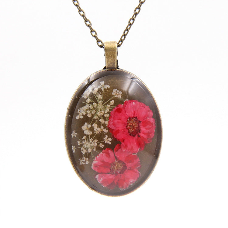 Wholesale 6pcs Time Gem Preserved Flower Herbarium Necklace
