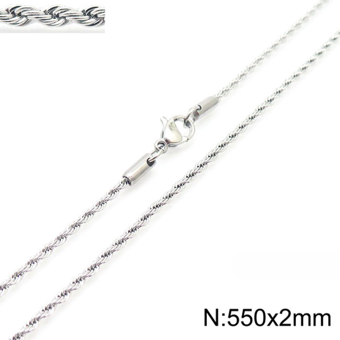 Wholesale Thick and Thin Steel Color Men and Women Titanium Steel Twist Chain Necklaces