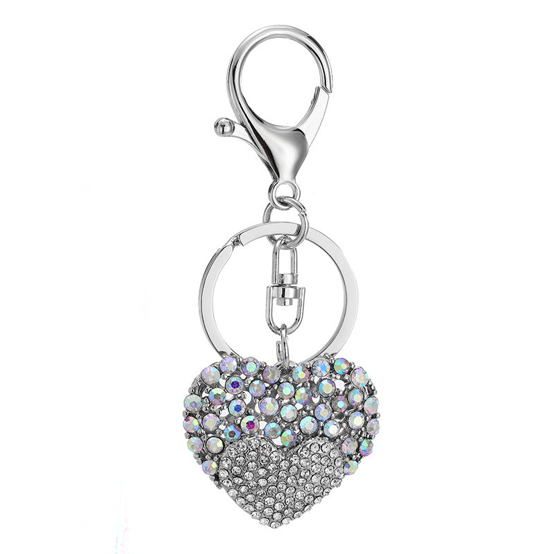 Wholesale 10PCS Colorful Diamond Love Metal Keychain