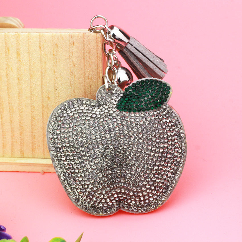 Wholesale Velvet Inlaid Diamond Apple Keychains