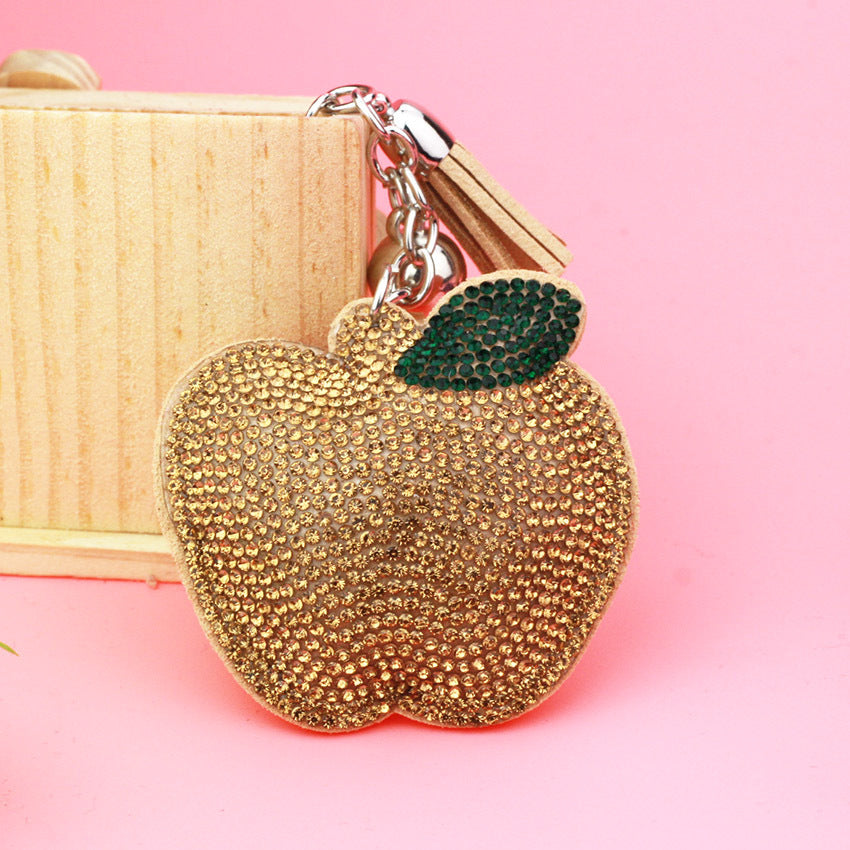 Wholesale Velvet Inlaid Diamond Apple Keychains