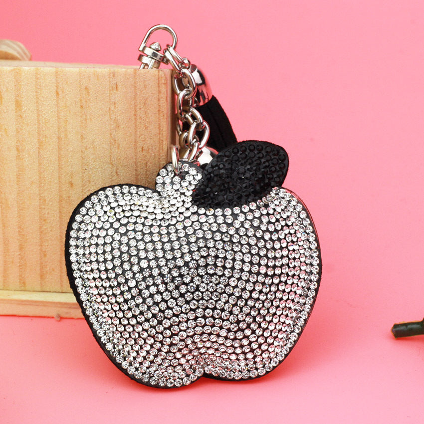 Wholesale Velvet Inlaid Diamond Apple Keychains