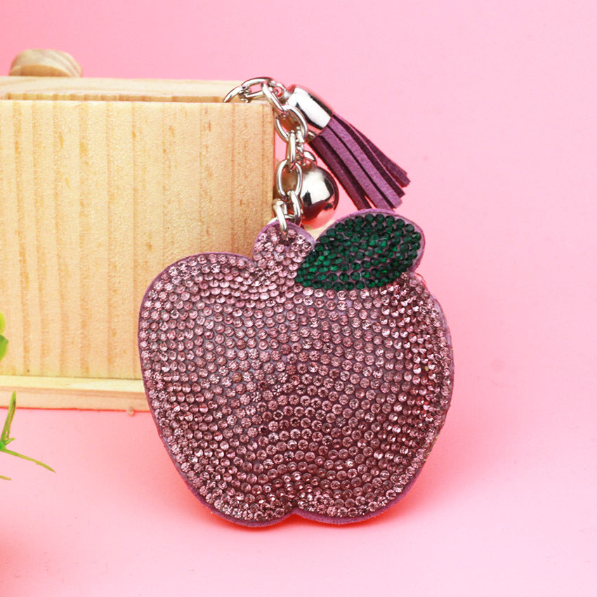 Wholesale Velvet Inlaid Diamond Apple Keychains
