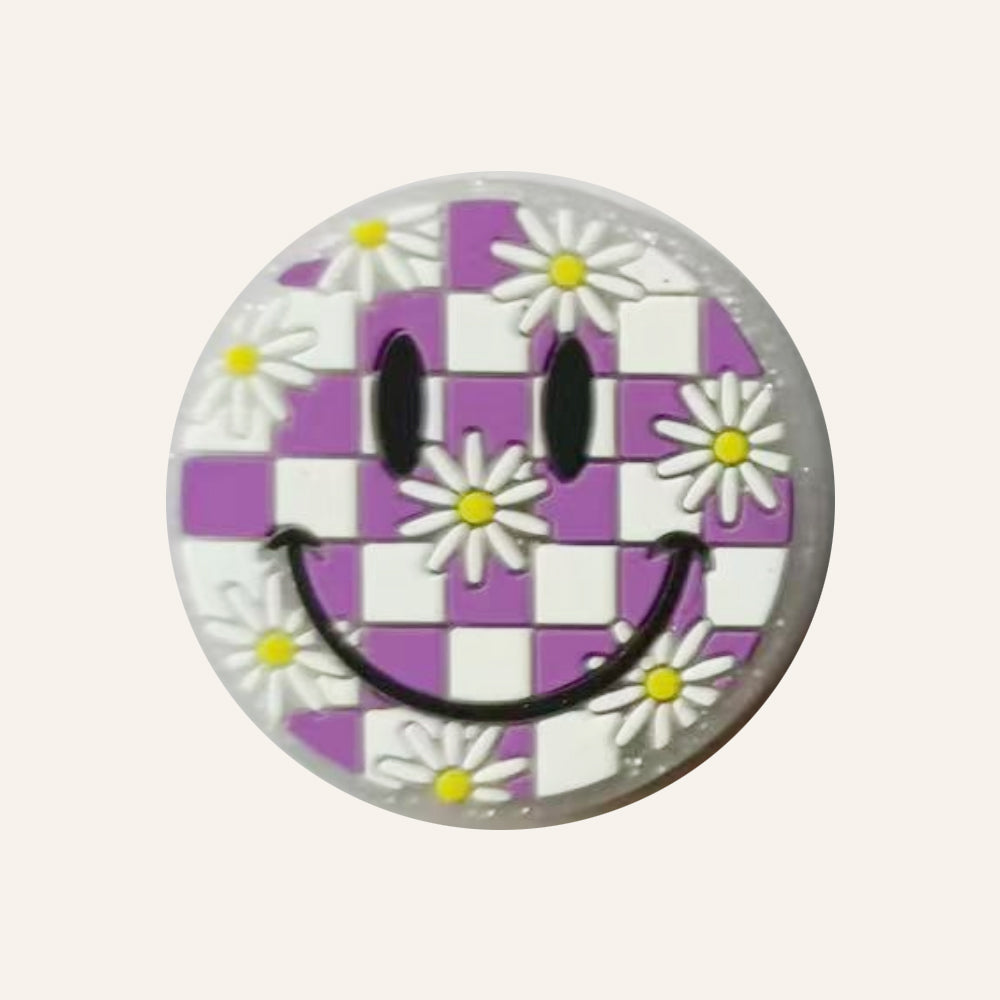 Wholesale 10pcs Smiley Round Creative Flat Silicone Beads