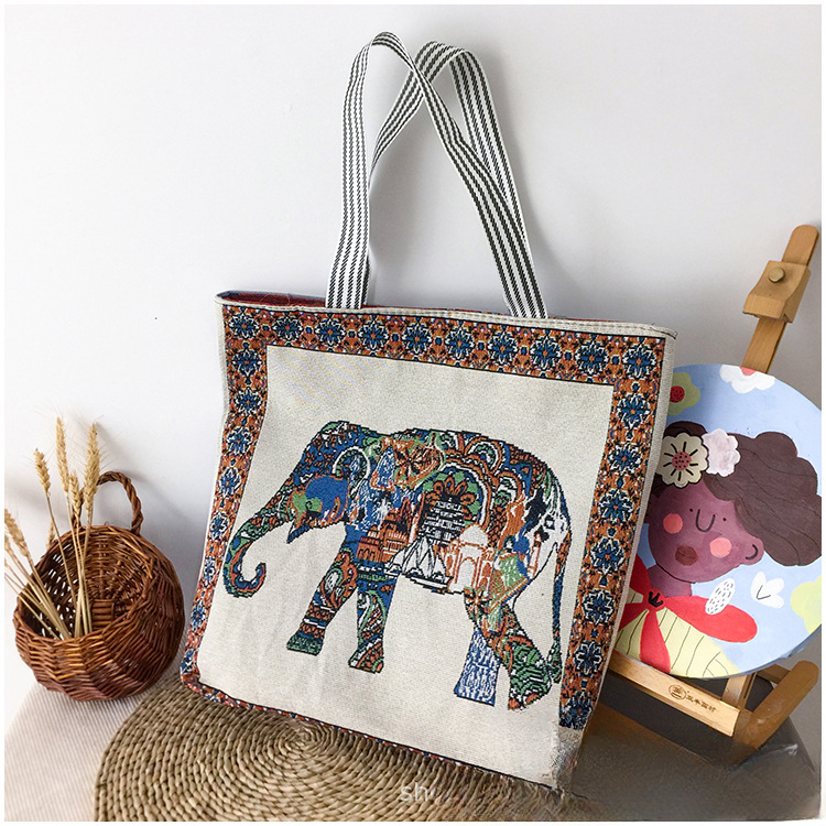 Wholesale Vintage Embroidery Knitted Bag Canvas Bag