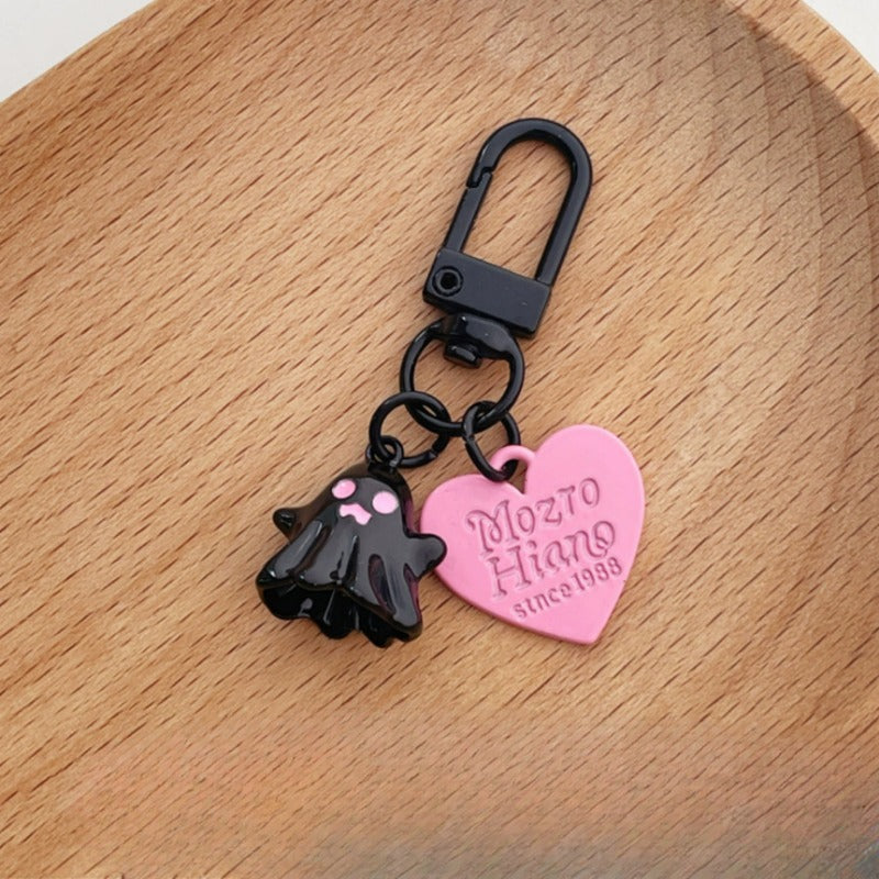 Wholesale Little Ghost Heart Pink Black Keychain