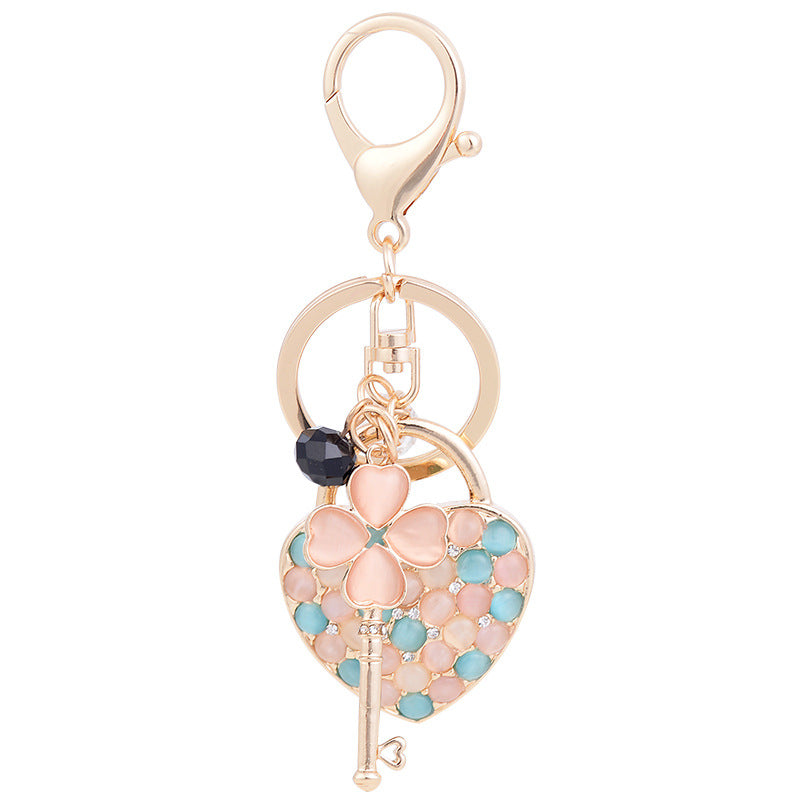 Wholesale Diamond studded Cat' s Eye Heart Keychain Pendant