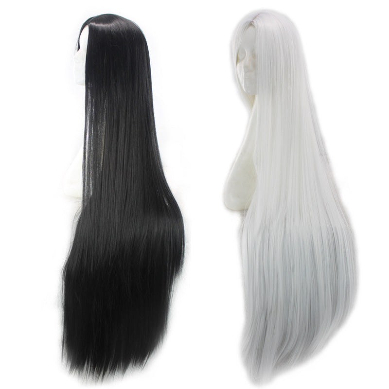 Wholesale Black Middle Part Long Straight Hair Ladies Chemical Fiber High Temperature Wigs