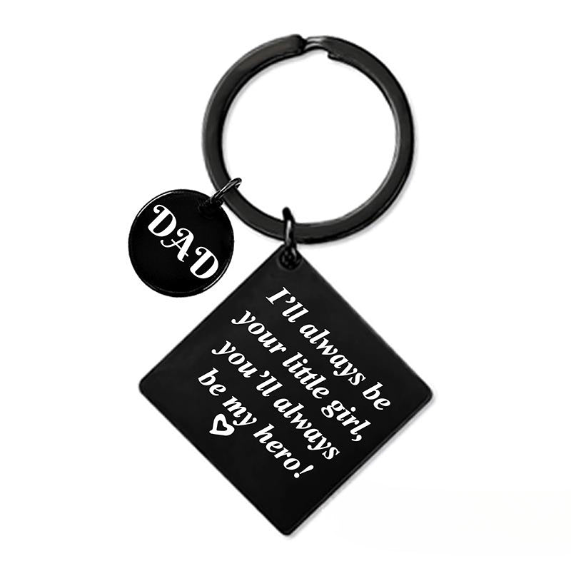 Wholesale Square Hanging Tag Engraved Metal Keychains