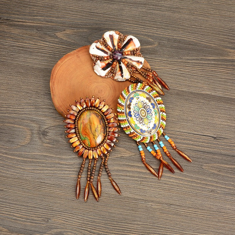 Wholesale DIY Handmade Beaded Cloth Patch Bohemian Tassel Hat Clothing Decoration