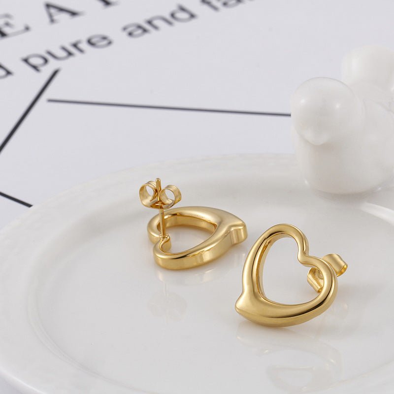 Wholesale Women's Heart-shaped Sweet Gold Plated Earring