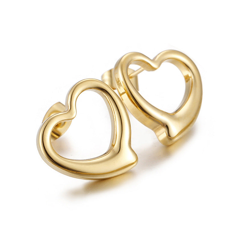 Wholesale Women's Heart-shaped Sweet Gold Plated Earring