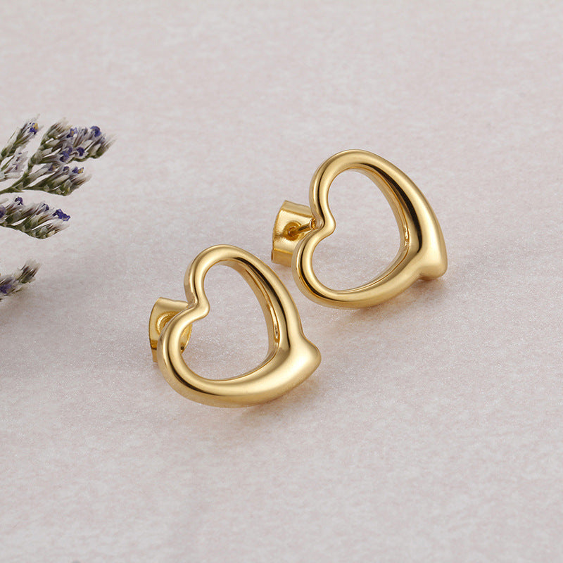Wholesale Women's Heart-shaped Sweet Gold Plated Earring