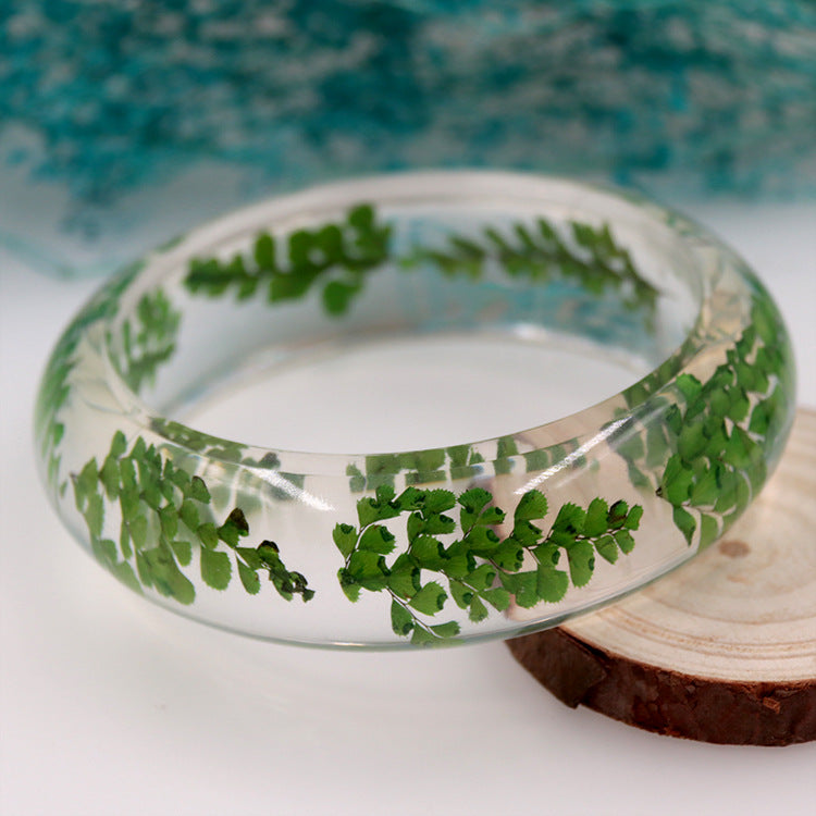 Wholesale 6pcs Epoxy Resin Natural Real Dried Flower Bracelet