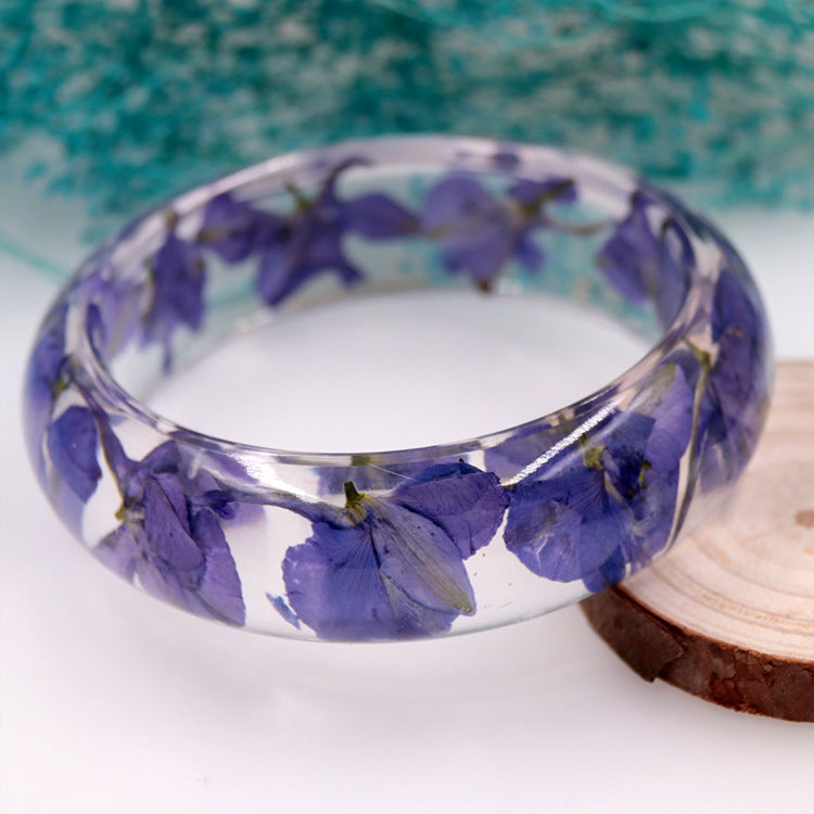 Wholesale 6pcs Epoxy Resin Natural Real Dried Flower Bracelet