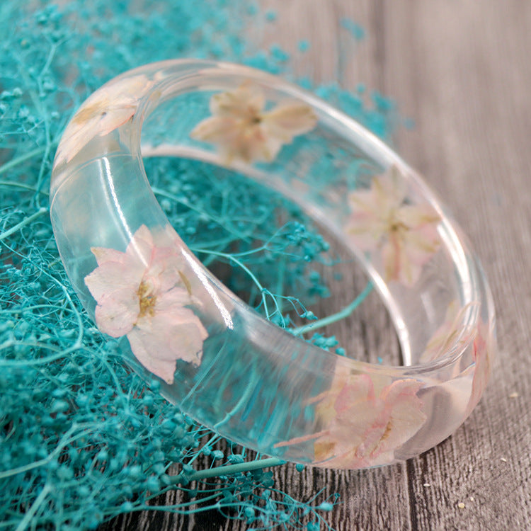 Wholesale 6pcs Epoxy Resin Natural Real Dried Flower Bracelet