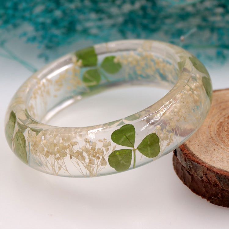 Wholesale 6pcs Epoxy Resin Natural Real Dried Flower Bracelet