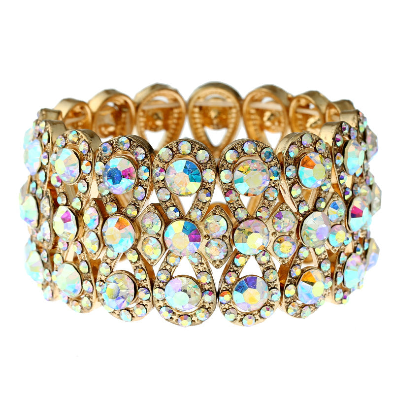 Wholesale Trendy Crystal Figure 8 Stretch Bracelet White Zinc Alloy Handmade Jewelry Everyday Wear Gift