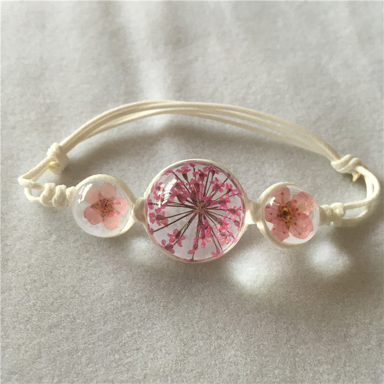 Wholesale Dried Flower Bracelet&Time Gemstone Narcissus Eternal Flower Weaving Bracelet