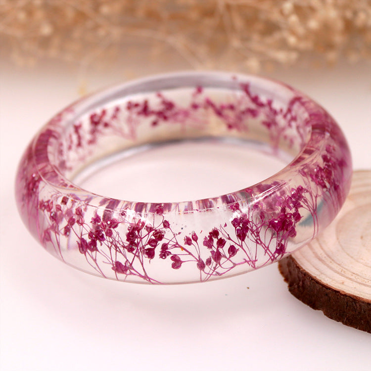 Wholesale 6pcs Epoxy Resin Natural Real Dried Flower Bracelet
