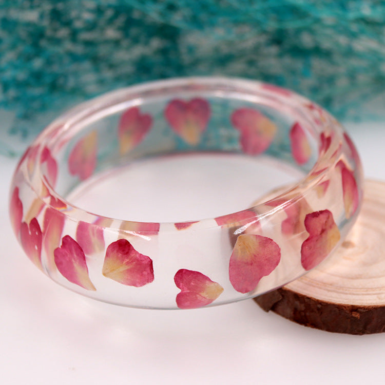 Wholesale 6pcs Epoxy Resin Natural Real Dried Flower Bracelet