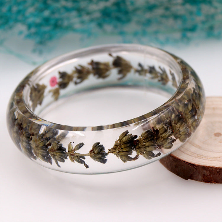 Wholesale 6pcs Epoxy Resin Natural Real Dried Flower Bracelet