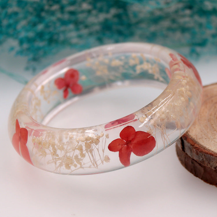 Wholesale 6pcs Epoxy Resin Natural Real Dried Flower Bracelet