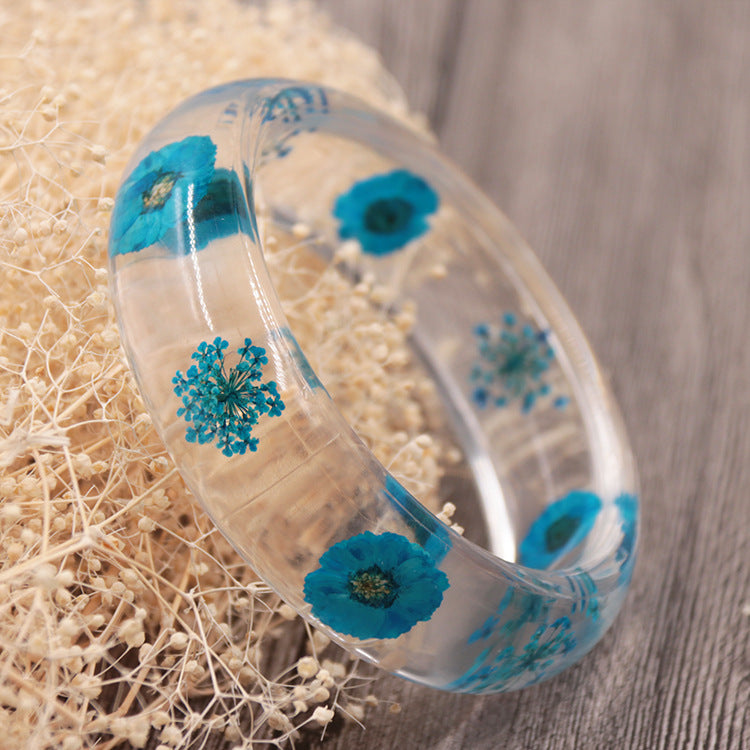 Wholesale 6pcs Epoxy Resin Natural Real Dried Flower Bracelet