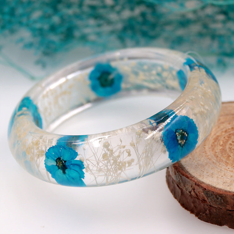 Wholesale 6pcs Epoxy Resin Natural Real Dried Flower Bracelet