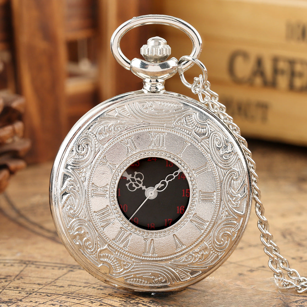 Wholesale Roman Numeral Double Display Men's Alloy Retro Necklace Pocket Watch