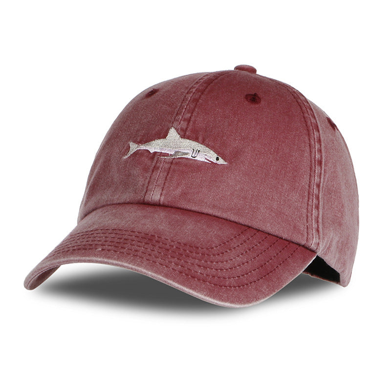 Wholesale Cartoon Washed Embroidered Shark Cotton Baseball Cap