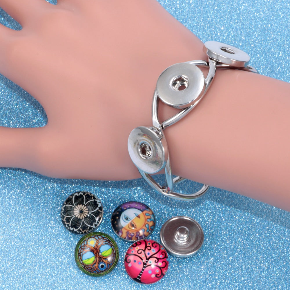 Wholesale 10PCS Alloy Bracelet Pendant DIY Glass Buckle Dutch Button