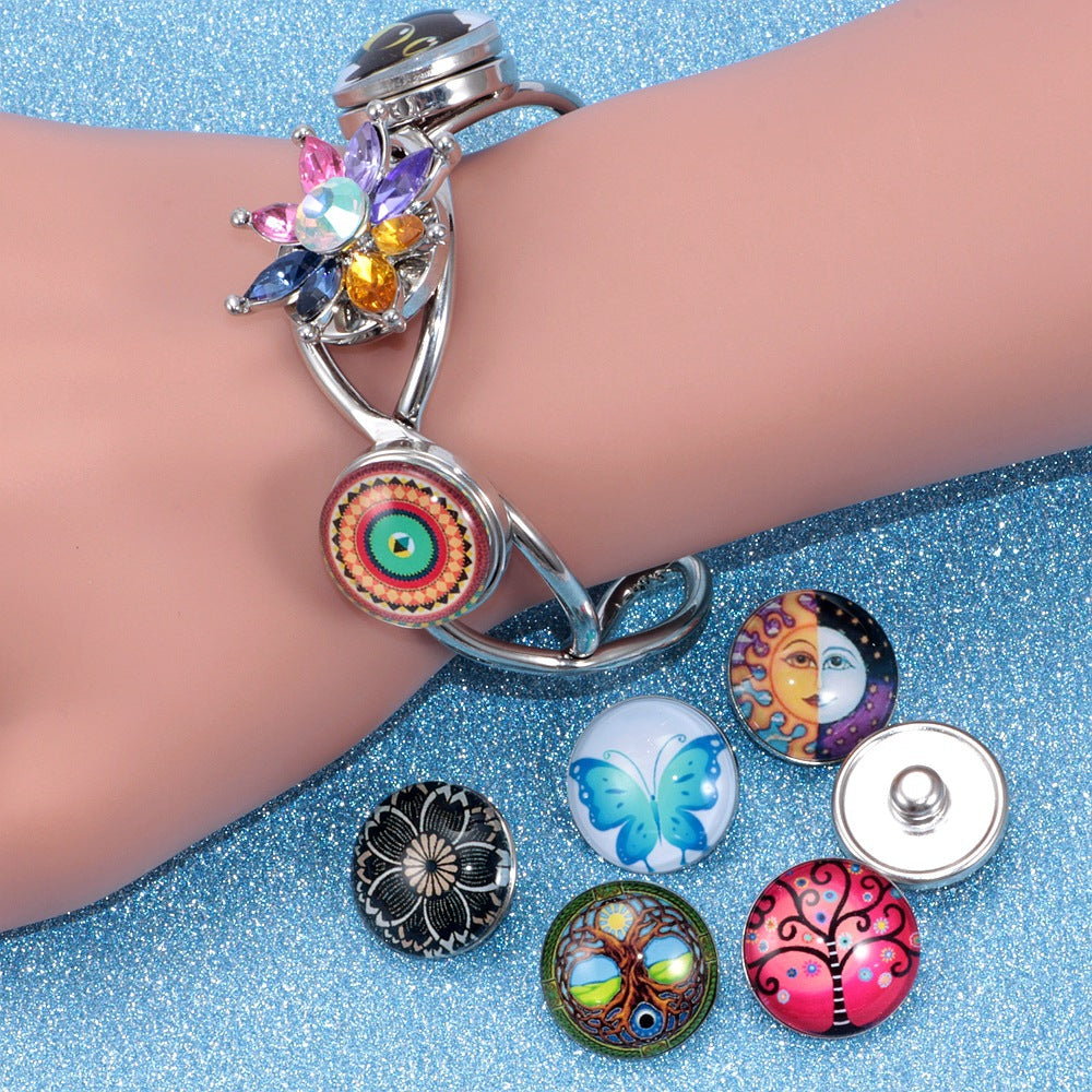 Wholesale 10PCS Alloy Bracelet Pendant DIY Glass Buckle Dutch Button