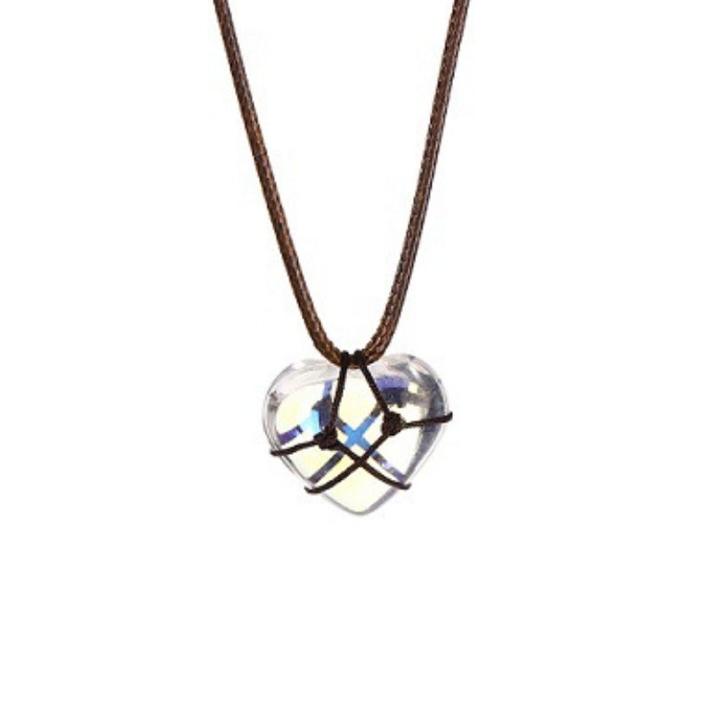 Wholesale Crystal Heart Diamond Castle Princess Necklace