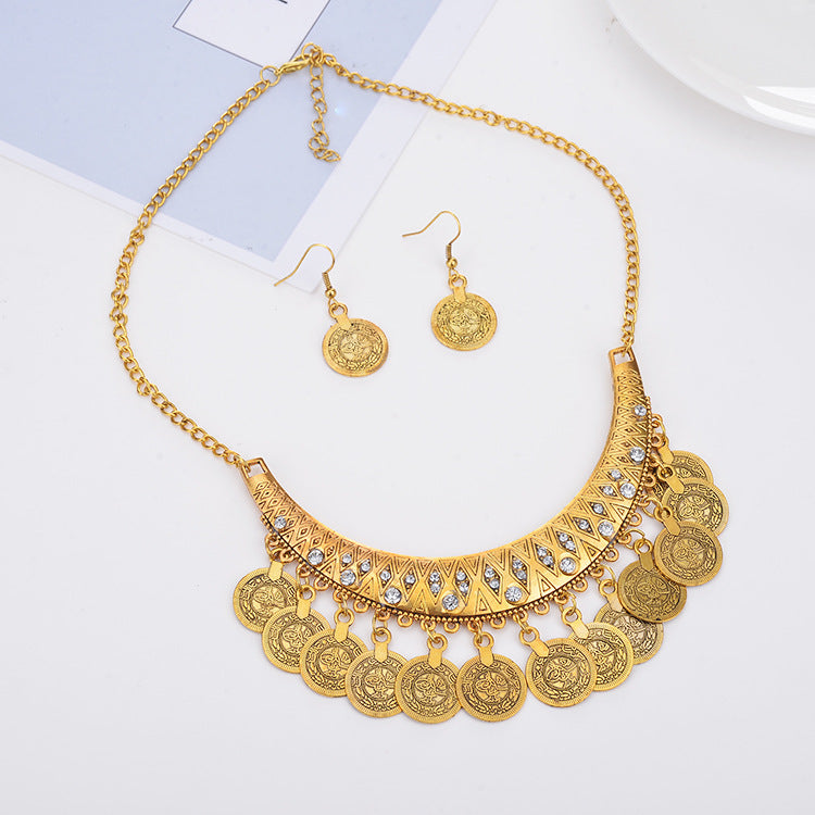 Wholesale Simple Versatile Coin Set Alloy Necklace