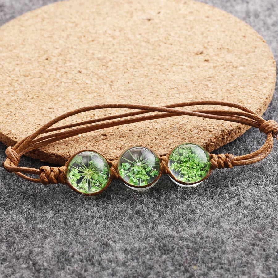 Wholesale Dried Flower Bracelet&Time Gemstone Narcissus Eternal Flower Weaving Bracelet