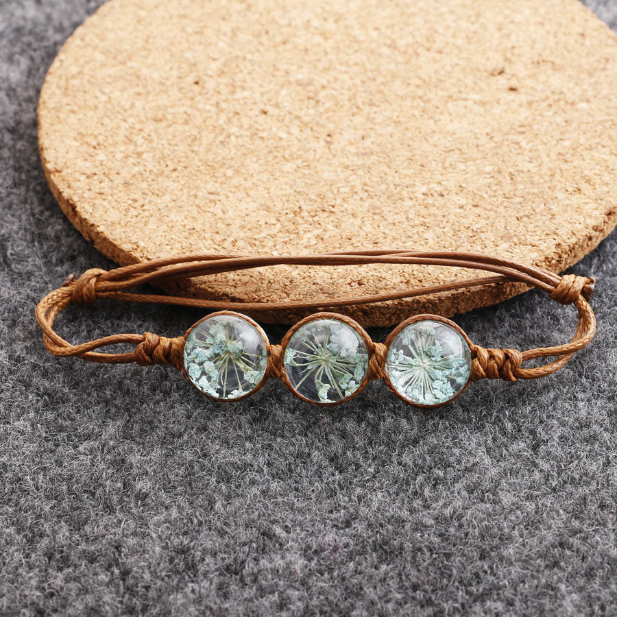 Wholesale Dried Flower Bracelet&Time Gemstone Narcissus Eternal Flower Weaving Bracelet