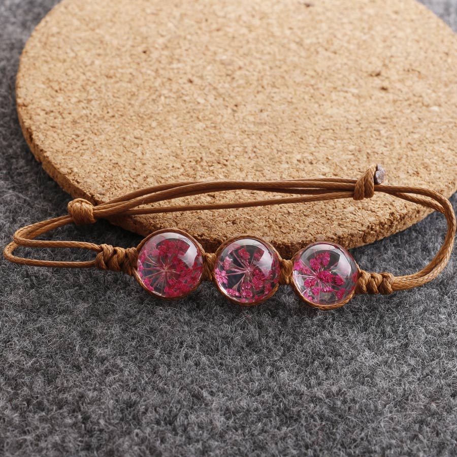 Wholesale Dried Flower Bracelet&Time Gemstone Narcissus Eternal Flower Weaving Bracelet