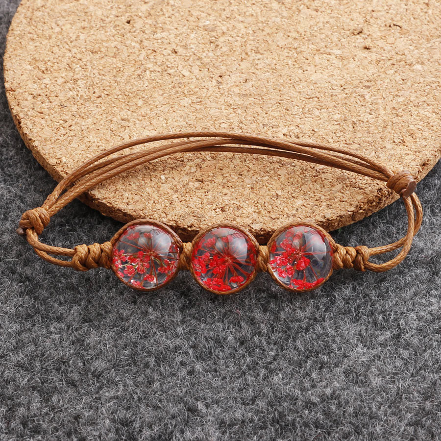 Wholesale Dried Flower Bracelet&Time Gemstone Narcissus Eternal Flower Weaving Bracelet