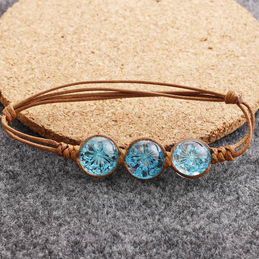 Wholesale Dried Flower Bracelet&Time Gemstone Narcissus Eternal Flower Weaving Bracelet