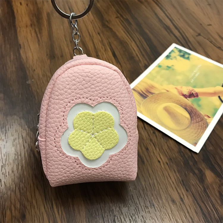 Wholesale Flower PU Zipper Zero Wallet Keychain