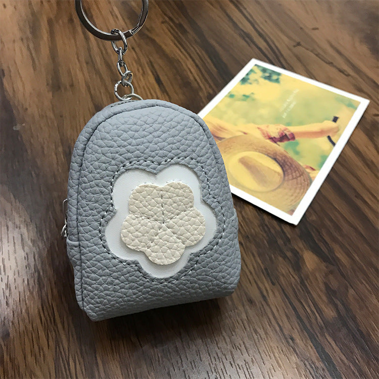 Wholesale Flower PU Zipper Zero Wallet Keychain