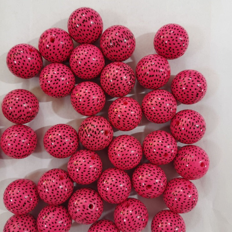 Wholesale 5pcs 20MM Rose Red Pitaya Printed Beads