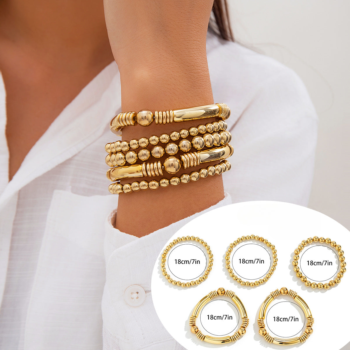 Wholesale Sweet Cool Beaded Love Alloy Bracelet Set