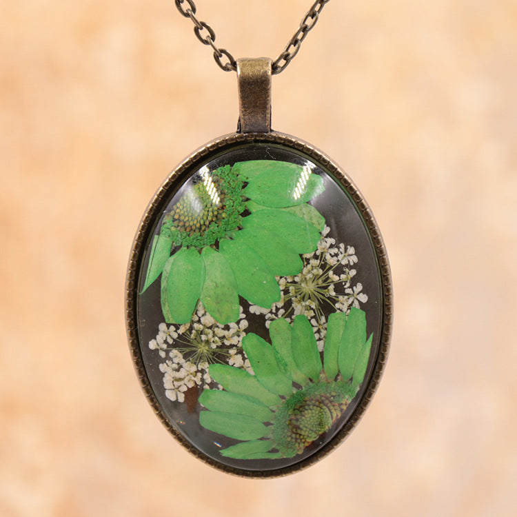 Wholesale 6pcs Time Gem Real Dried Flower Necklace