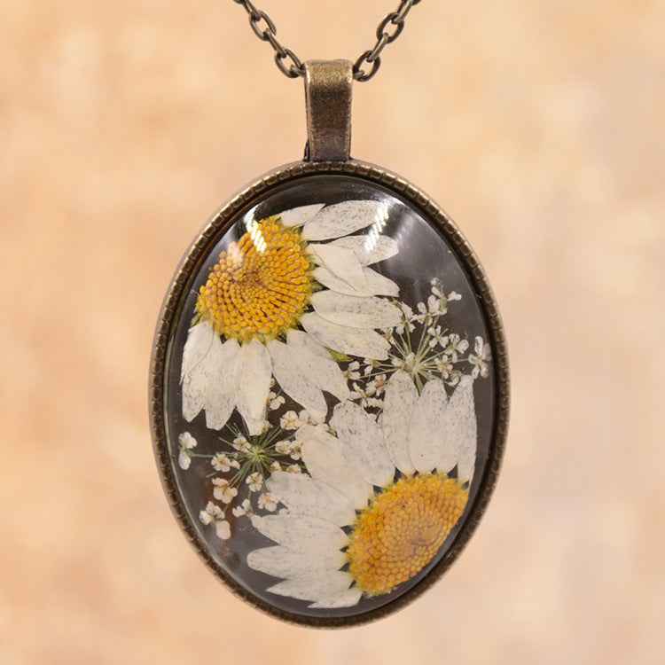 Wholesale 6pcs Time Gem Real Dried Flower Necklace