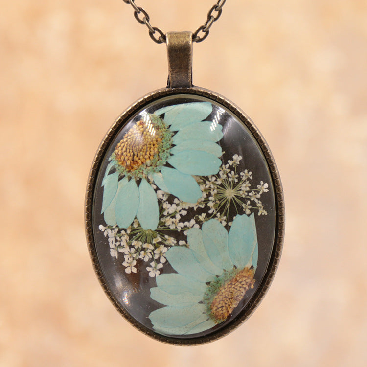 Wholesale 6pcs Time Gem Real Dried Flower Necklace