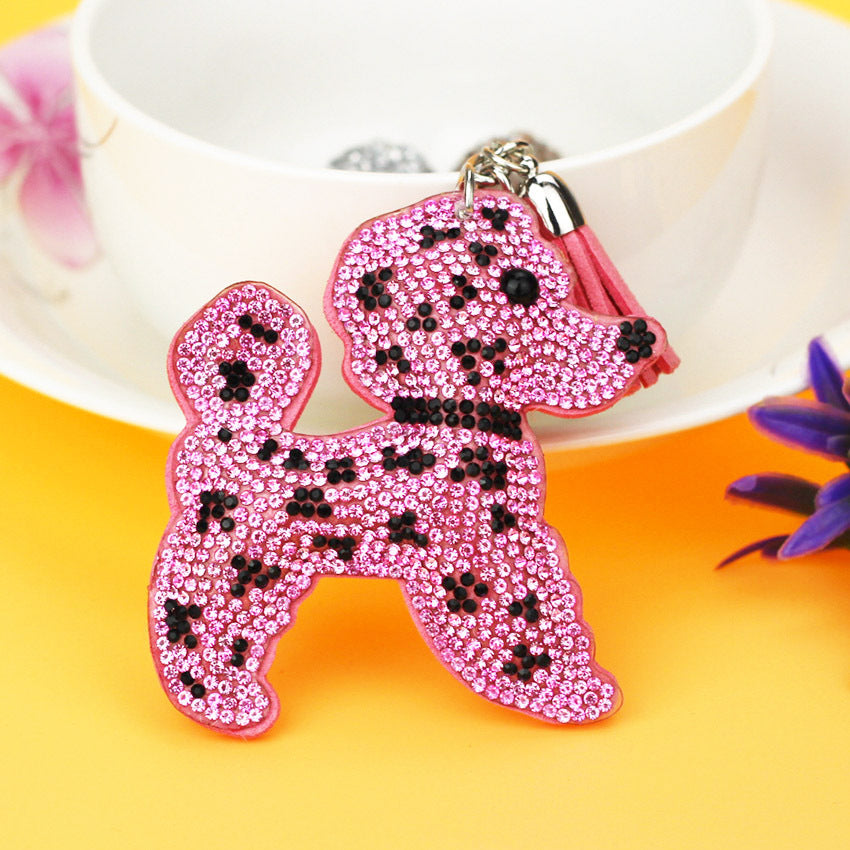 Wholesale Velvet Inlaid Diamond Dual Color Dog Keychains