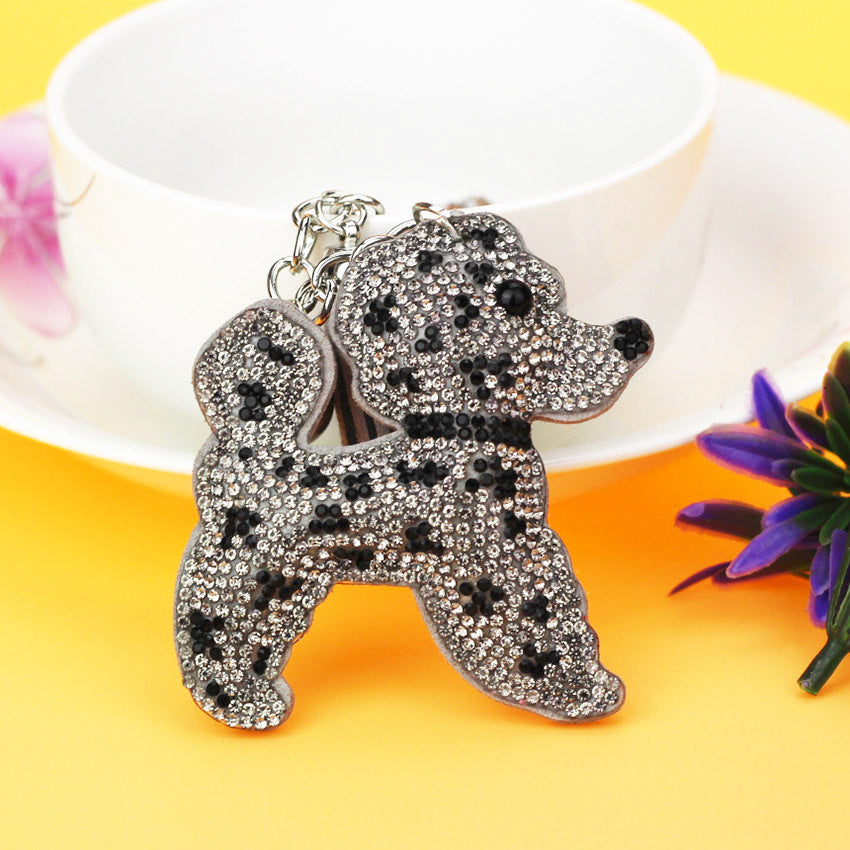 Wholesale Velvet Inlaid Diamond Dual Color Dog Keychains