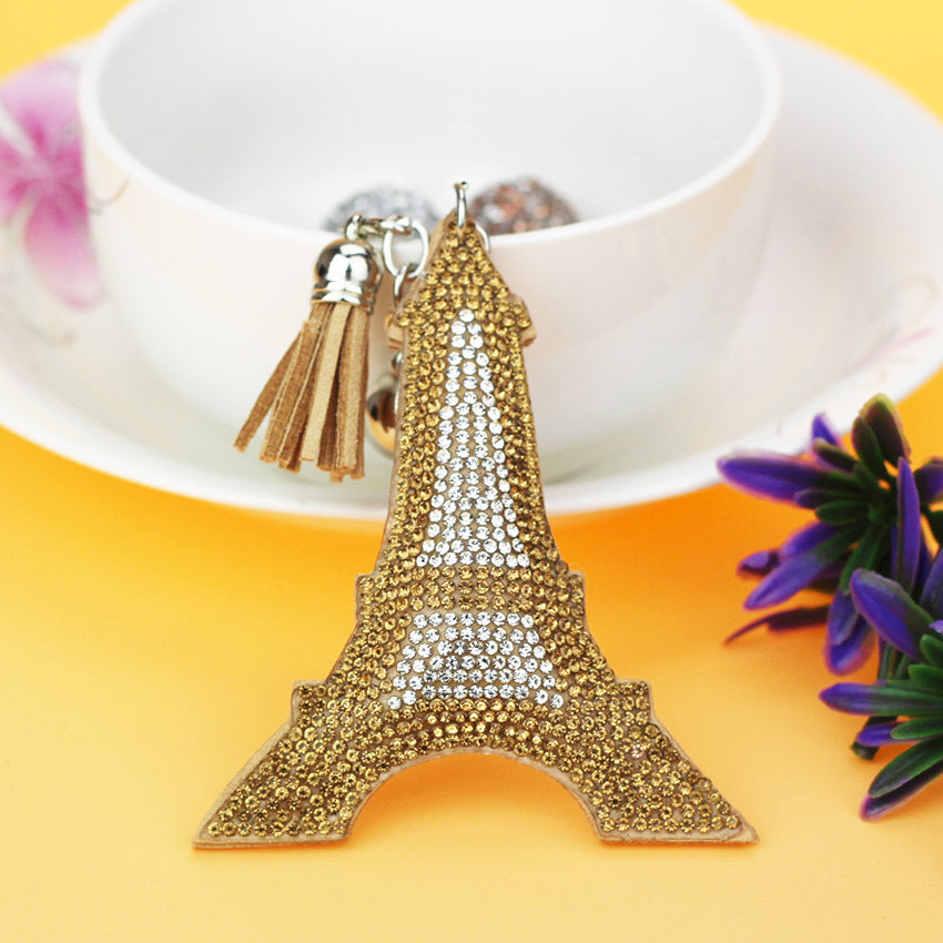 Wholesale Hot Diamond Eiffel Tower Tassel Keychain